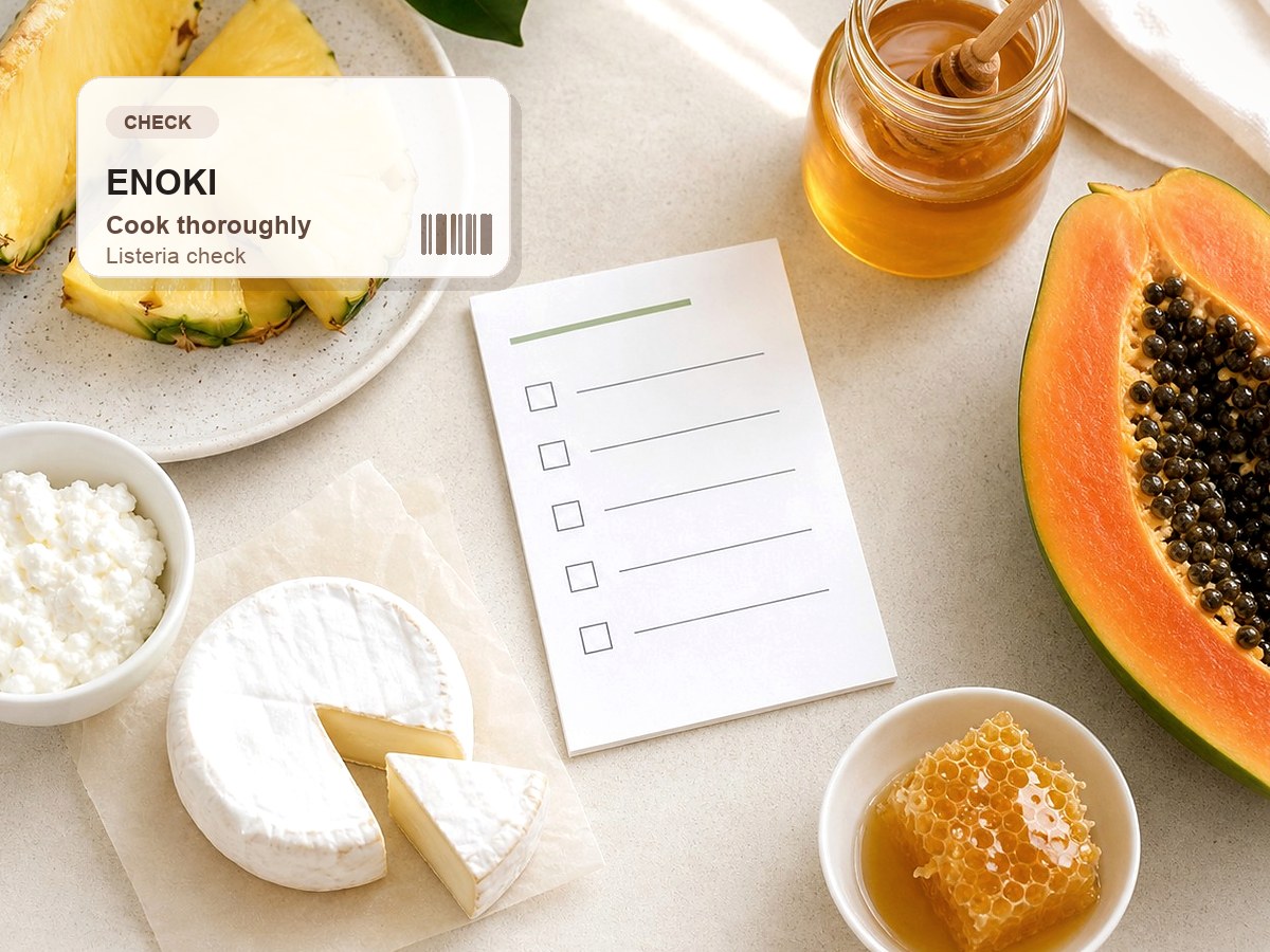 Enoki Mushrooms During Pregnancy: Cook and Listeria Checks pregnancy safety guide image
